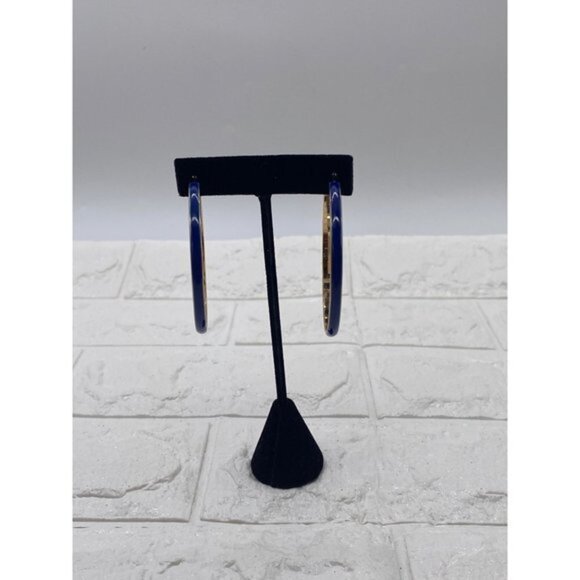 Women’s Big Enamel Hoop Earrings with Rose Gold Tone Plated, Nickel-free Stainle - Picture 8 of 10